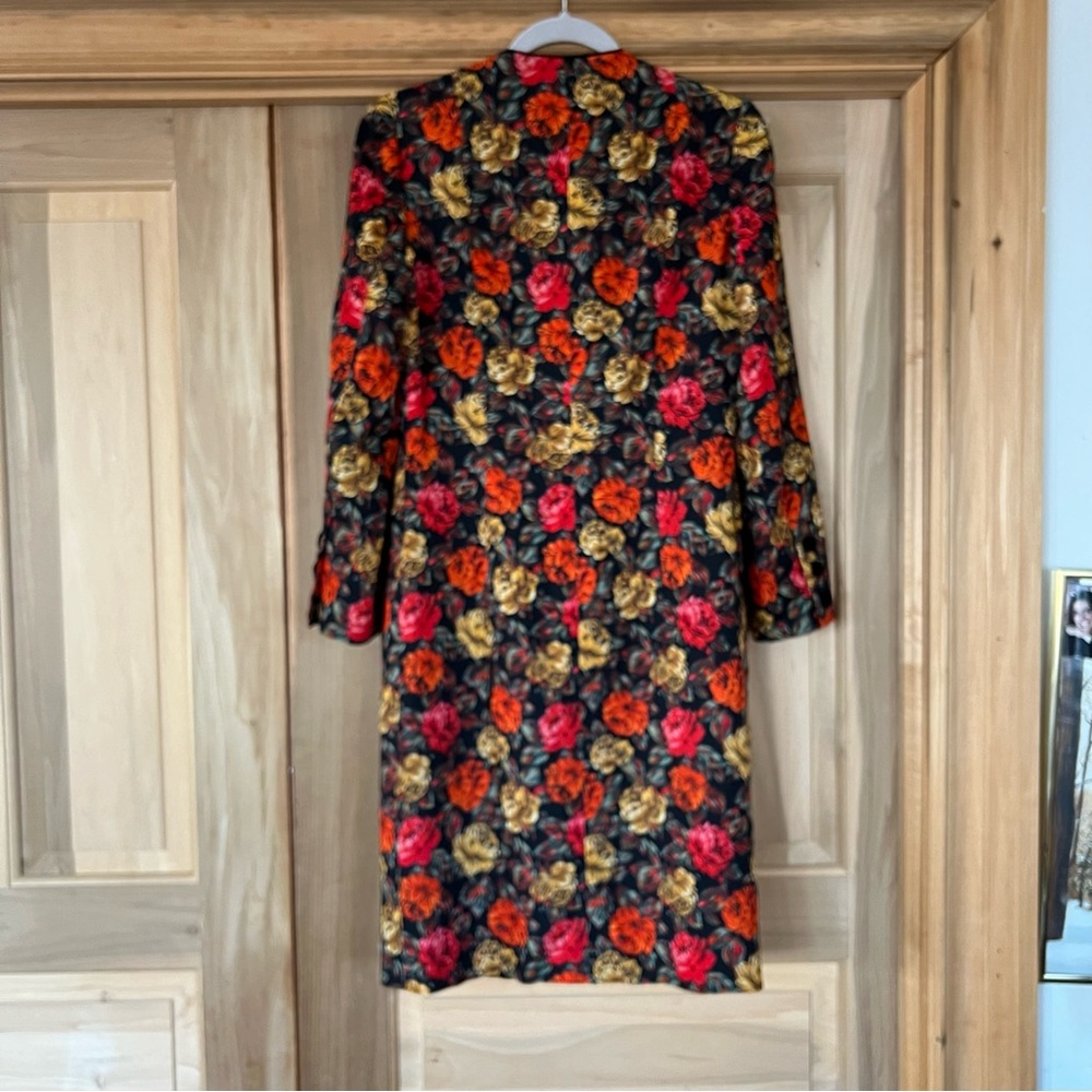 Red and Yellow Long Sleeve Coat/Dress  with Notched Collar